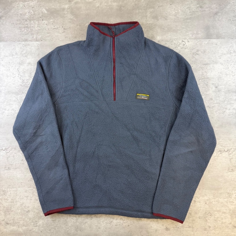 LL Bean Mens Small 1/4 Zip Fleece Pullover Blue Gray 511605 Regular Fit